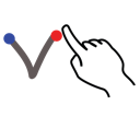 gestureworks, letter, stroke, uppercase, v icon