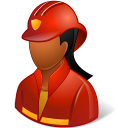 dark, female, firefighter icon