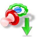 pacifier,down,descend,download,fall,decrease,descending icon