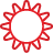 basic, red, sun, weather icon