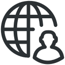 global businessperson, global man, global person, globalization, globe with man svg vector icon