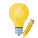 ligthbulb,pencil icon
