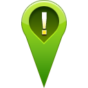 location, pin, warning icon