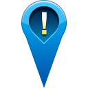 location, pin, warning icon