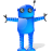 automatic, automatic machine, automaton, blue, dark blue, indigo, machine, machine gun, navy blue, robot, sapphirine, shadow, with icon