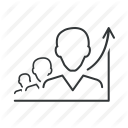 audience, business, customers, growth, people, team, up icon