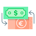currency, currency exchange, dollar, euro, exchange, finance, money svg vector icon