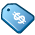 blue, pricetag icon